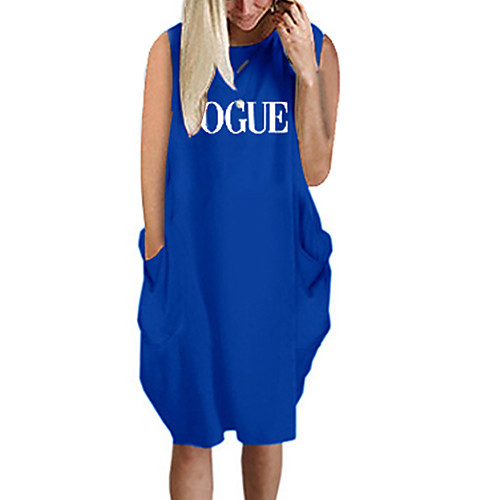 

Women's T Shirt Dress Tee Dress Knee Length Dress Blue Yellow Fuchsia Gray Green White Black Sleeveless Letter Summer Round Neck Casual Oversized 2021 S M L XL XXL 3XL 4XL 5XL
