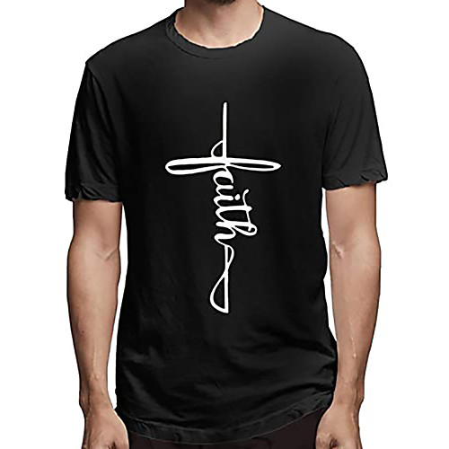 

Men's Unisex Tee T shirt Hot Stamping Graphic Prints Faith Letter Plus Size Print Short Sleeve Casual Tops 100% Cotton Basic Designer Big and Tall Black