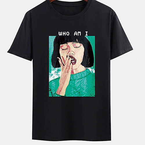 

Men's Unisex Tee T shirt Hot Stamping Graphic Prints Portrait Plus Size Print Short Sleeve Casual Tops Cotton Basic Designer Big and Tall Black