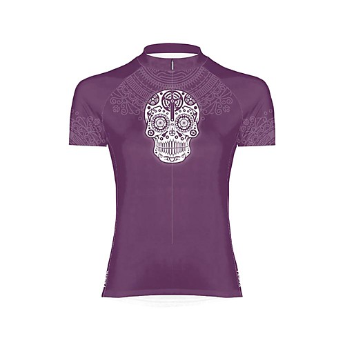 

21Grams Women's Short Sleeve Cycling Jersey Summer Spandex Polyester Purple Skull Bike Jersey Top Mountain Bike MTB Road Bike Cycling Quick Dry Moisture Wicking Breathable Sports Clothing Apparel