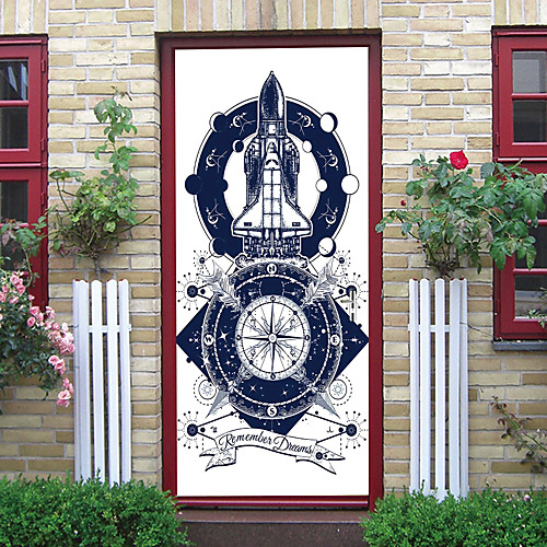 

2pcs Self-adhesive Creative Door Stickers Cartoon Rocket Living Room Diy Decoration Home Waterproof Wall Stickers