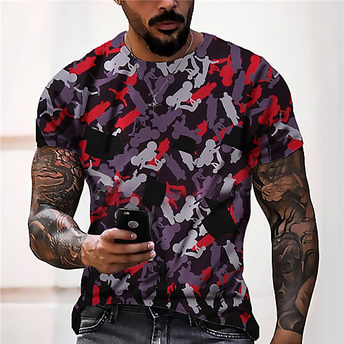 

Men's Tee T shirt Shirt 3D Print Cartoon Graphic Prints Print Short Sleeve Daily Tops Casual Designer Big and Tall Gray