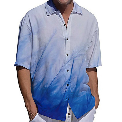 

Men's Shirt 3D Print Graphic Prints Plus Size 3D Print Button-Down Short Sleeve Casual Tops Casual Fashion Breathable Comfortable Blue / Sports
