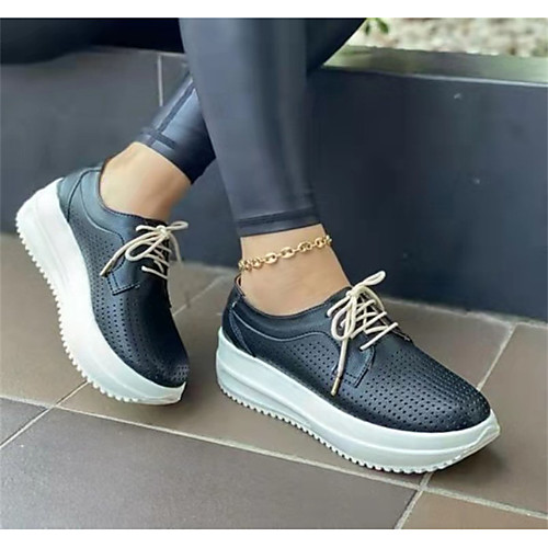 

Women's Trainers Athletic Shoes Platform Round Toe PU Solid Colored White Black Pink