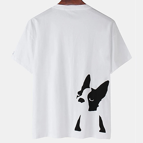 

Men's Unisex Tee T shirt Hot Stamping Dog Graphic Prints Animal Plus Size Print Short Sleeve Casual Tops Cotton Basic Designer Big and Tall White Black