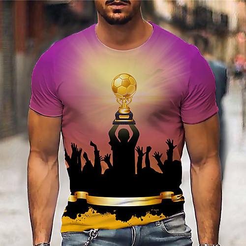 

Men's Tee T shirt Shirt 3D Print Graphic Prints Football Print Short Sleeve Daily Tops Casual Designer Big and Tall Purple