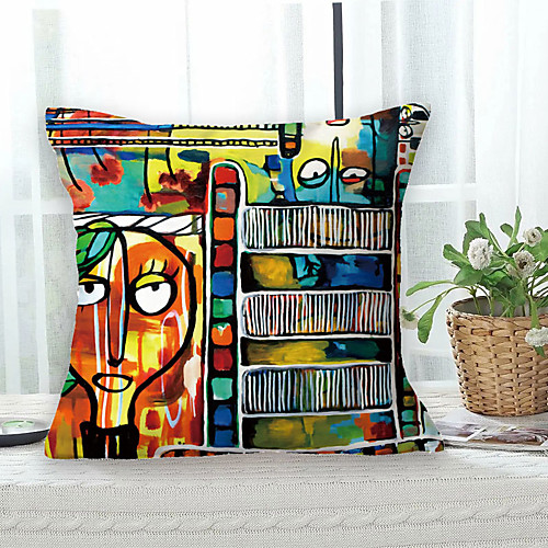 

Painting Style Double Side Cushion Cover 1PC Soft Decorative Square Throw Pillow Cover Cushion Case Pillowcase for Sofa Bedroom Livingroom Outdoor Superior Quality Machine Washable Outdoor Cushion for Sofa Couch Bed Chair