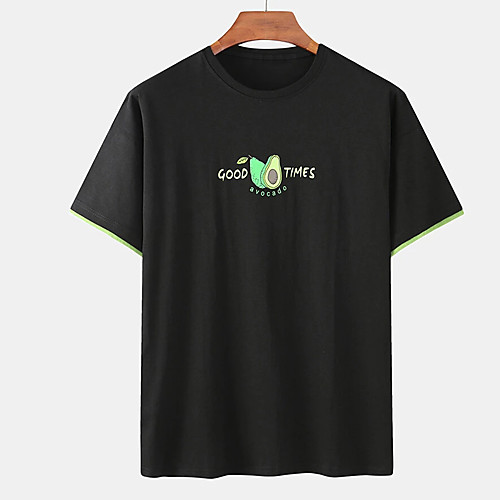 

Men's Unisex Tee T shirt Hot Stamping Graphic Prints Avocado Plus Size Print Short Sleeve Casual Tops Cotton Basic Designer Big and Tall White Black