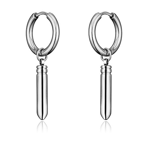 

Men's Earrings Classic Holiday Birthday Stylish Simple Stainless Steel Earrings Jewelry Silver For Street Formal Date Festival 1pc