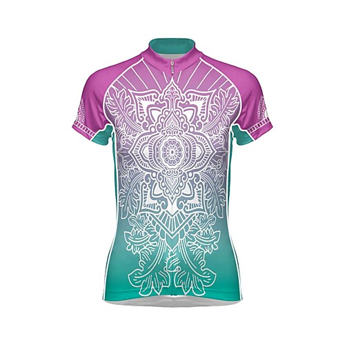 

21Grams Women's Short Sleeve Cycling Jersey Summer Spandex Polyester PinkGreen Gradient Bike Top Mountain Bike MTB Road Bike Cycling Quick Dry Breathable Back Pocket Sports Clothing Apparel
