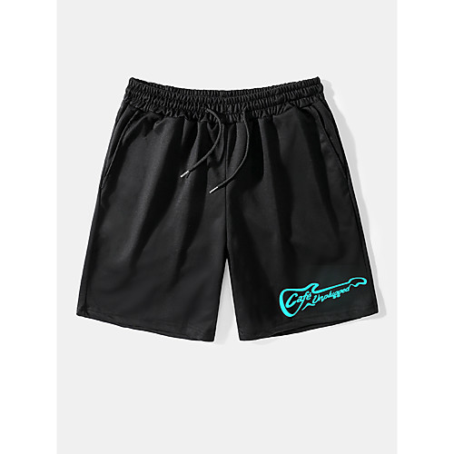 

Men's Casual / Sporty Streetwear Comfort Breathable Soft Daily Weekend Chinos Shorts Pants Graphic Prints Letter Above Knee Drawstring Pocket Elastic Waist Black Grey