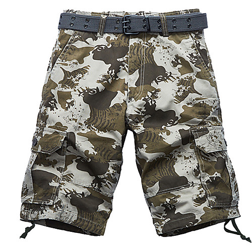 

Men's Stylish Sporty Casual / Sporty Streetwear Comfort Daily Sports Jeans Shorts Pants Camouflage Knee Length Drawstring Pocket Leg Drawstring Elastic Drawstring Design Gray Green ArmyGreen Yellow