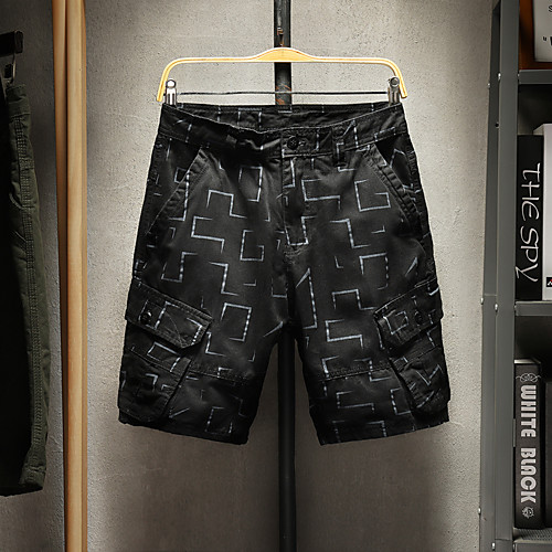

Men's Shorts Cargo Breathable Daily Going out Shorts Tactical Cargo Pants Solid Colored Geometry Short Zipper Pocket Print Army Green Black Khaki Dark Blue Gray