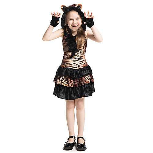 

Cosplay Cosplay Costume Kid's Girls' Halloween Halloween Halloween Children's Day Festival / Holiday Terylene Brown Easy Carnival Costumes Leopard Print Other / Dress