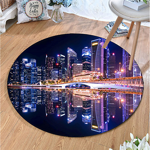

Round 5mm Area Rugs Machine Made Polyster Non Skid Modern 3D