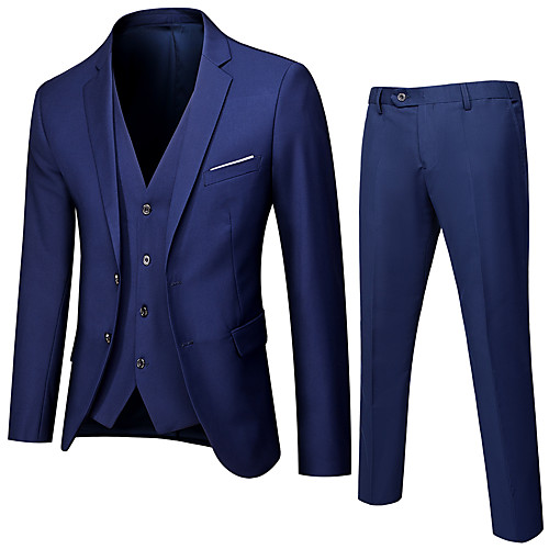 

Men's Suits Pants Blazer Waistcoat Party Wedding Single Breasted Regular Fit Polyester Men's Suit Purple / Wine / Army Green - Notch lapel collar