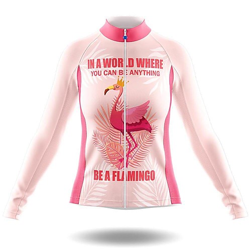 

21Grams Women's Long Sleeve Cycling Jersey Spandex Pink Flamingo Bike Top Mountain Bike MTB Road Bike Cycling Quick Dry Moisture Wicking Sports Clothing Apparel / Stretchy / Athleisure