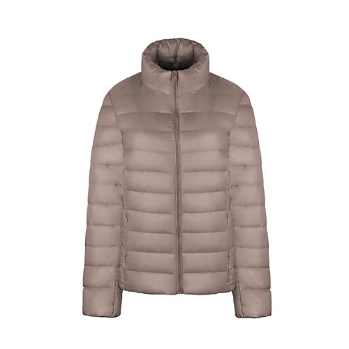 

Women's Coat Daily Wear Spring Summer Regular Coat Regular Fit Casual Jacket Solid Color Zipper Lake blue Navy