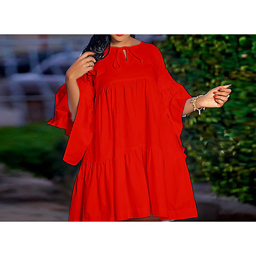 

Women's A Line Dress Short Mini Dress Yellow Orange White Red Long Sleeve Solid Color Summer Casual 2021 S M L XL XXL XXXL