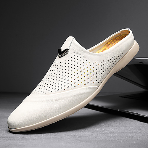 

Men's Clogs & Mules Casual Daily Nappa Leather Breathable Non-slipping Wear Proof Blue White Black Spring