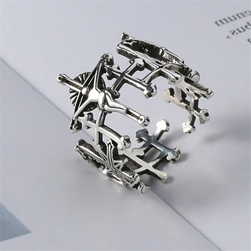 

Ring Mismatched Silver Copper Silver-Plated Cross Stylish Artistic Simple 1pc Adjustable / Women's / Open Cuff Ring / Adjustable Ring