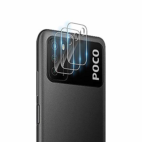 

geemee camera armored glass protective film for xiaomi poco m3, 3 pieces [anti-scratch] ultra-thin hardened 2.5d camera protective glass degree protective camera armored glass-transparent