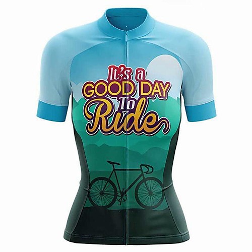 

21Grams Women's Short Sleeve Cycling Jersey Summer Spandex BlueGreen Bike Top Mountain Bike MTB Road Bike Cycling Quick Dry Sports Clothing Apparel / Athleisure