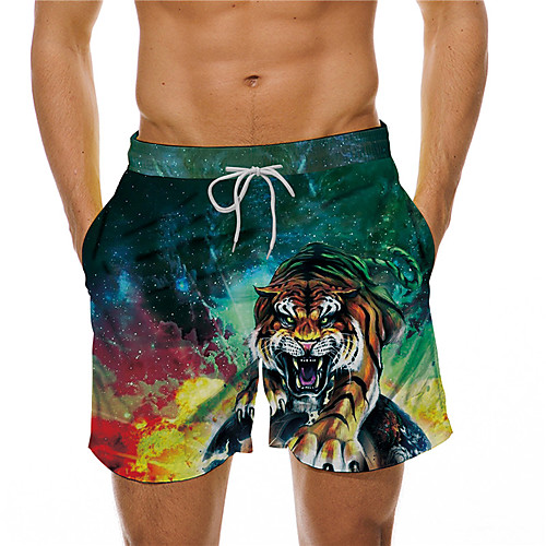 

Men's Designer Casual / Sporty Big and Tall Quick Dry Breathable Soft Holiday Beach Swimming Pool Shorts Bermuda shorts Swim Trucks Pants Graphic Prints Tiger Short Drawstring Elastic Drawstring