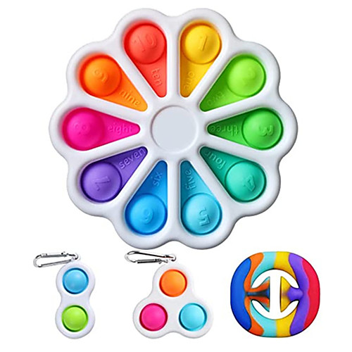 

4 pcs Flower Fidget Toy Pack Bubble Sensory Simple Dimple Fidget Toy Simple Dimple Fidget Popper Sensory Toys for Stress Relief ADHD Anxiety Autism for Kids and Adults