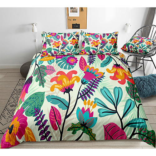 

Duvet Cover Sets 3 Piece Rayon / Polyester 3D Rainbow Reactive Print Bohemian Style