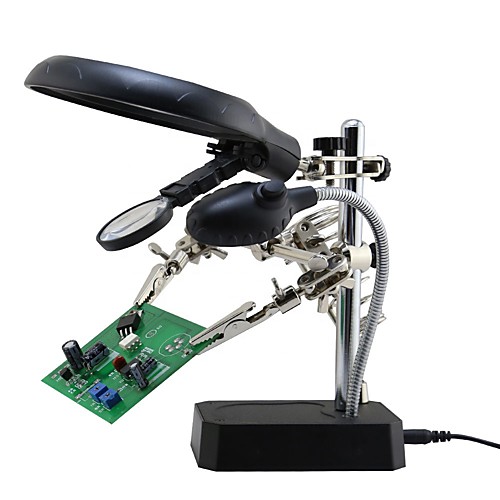 

BST-16129C 5X LED Stand Clips 3 in 1 Welding Magnifying Glass For Repairing PCB Mobile Phone Screen Magnifier