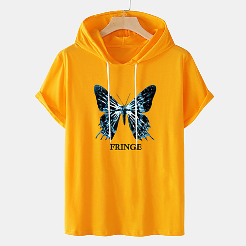

Men's Unisex Tee T shirt Hot Stamping Butterfly Graphic Prints Plus Size Short Sleeve Casual Tops Cotton Basic Designer Big and Tall White Black Orange