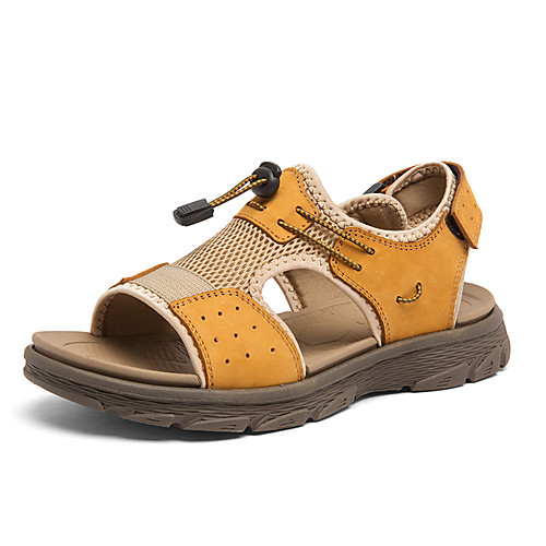 

Men's Sandals Beach Daily Faux Leather Mesh Breathable Yellow Khaki Black Spring Summer