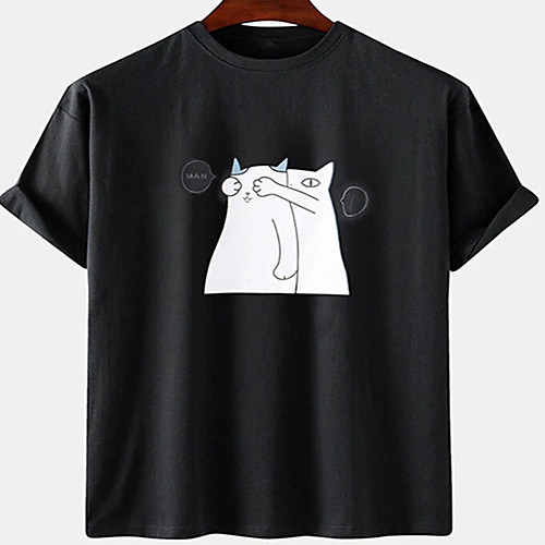

Men's Unisex Tee T shirt Hot Stamping Cartoon Letter Plus Size Print Short Sleeve Casual Tops Cotton Basic Designer Big and Tall White Black
