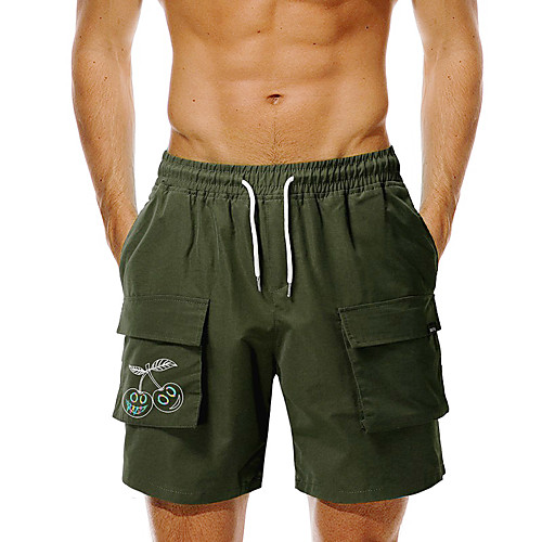 

Men's Casual / Sporty Cargo Shorts Straight Shorts Pants Graphic Army Green Black