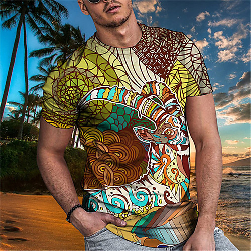 

Men's Tee T shirt 3D Print Graphic Alpaca Antelope Plus Size Short Sleeve Casual Tops Basic Designer Slim Fit Big and Tall A B C