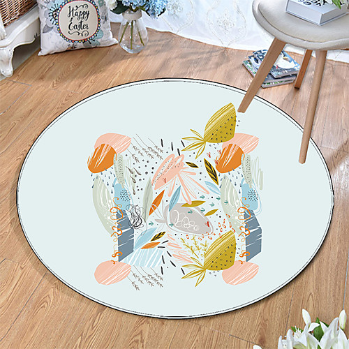 

Round 5mm Area Rugs Machine Made Polyster Non Skid Modern 3D