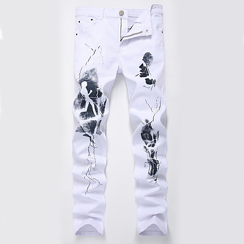 

Men's Streetwear Chino Casual Daily Jeans Chinos Pants Graphic Full Length Pocket Print White