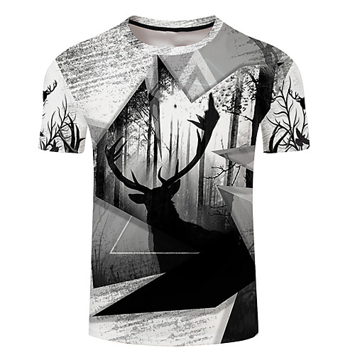 

Men's Unisex Tee T shirt 3D Print Graphic Prints Elk Animal Plus Size 3D Print Short Sleeve Casual Tops Basic Designer Big and Tall A B C