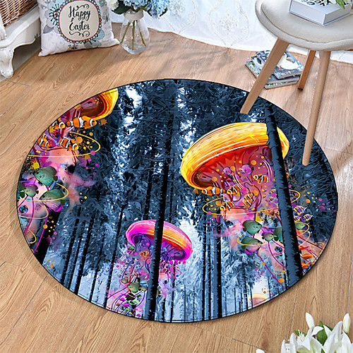 

Round 5mm Area Rugs Machine Made Polyster Non Skid Modern 3D