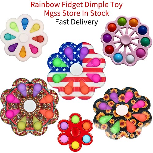 

2 pcs Anti Stress Fidget Toys Finger Figet Spiner Simple Dimple Spinner 12 Push It Fidget Spinner Simple Dimple Novelty