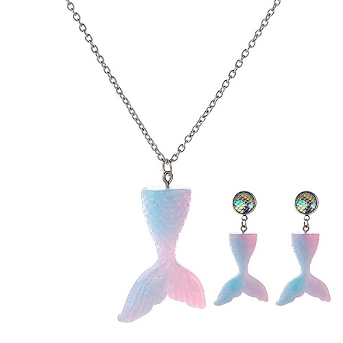 

mermaid jewelry set necklace earrings set fish tail earrings pendant two-piece jewelry