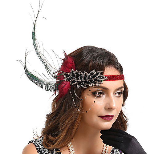 

Head Jewelry Flapper Headband 1920s Vintage The Great Gatsby Feather For The Great Gatsby Cosplay Women's Costume Jewelry Fashion Jewelry