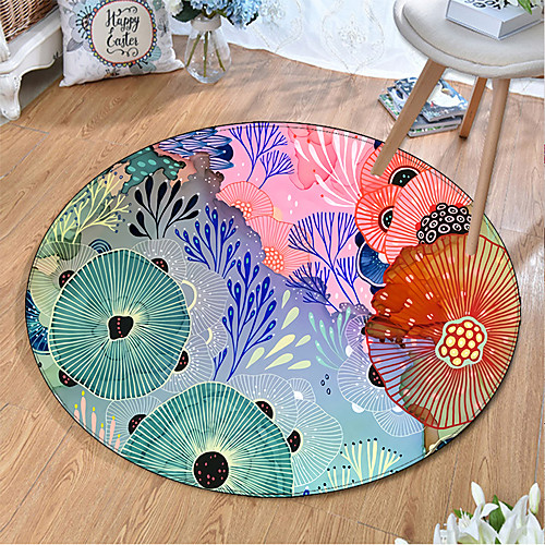 

Round 5mm Area Rugs Machine Made Polyster Non Skid Modern 3D