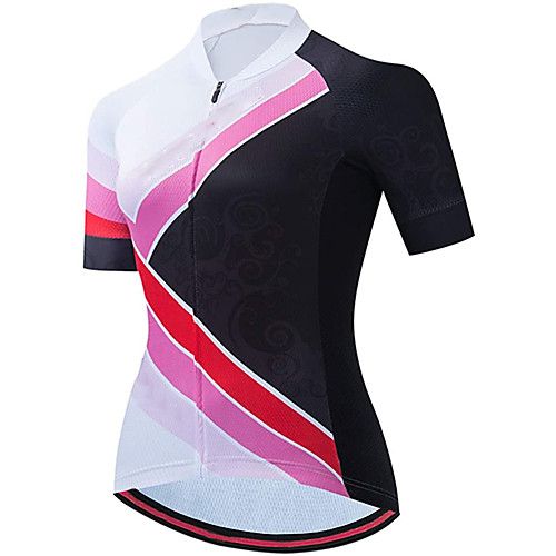 

21Grams Women's Short Sleeve Cycling Jersey Summer Spandex White Stripes Bike Top Mountain Bike MTB Road Bike Cycling Sports Clothing Apparel / Stretchy / Athleisure