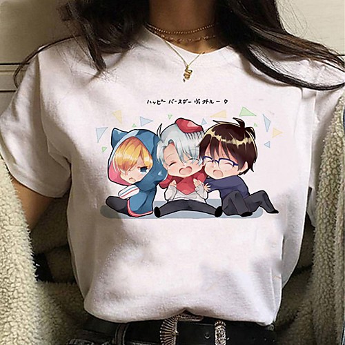 

Inspired by Yuri on Ice Cosplay Anime Cartoon Polyester / Cotton Blend Print Harajuku Graphic Kawaii T-shirt For Women's / Men's