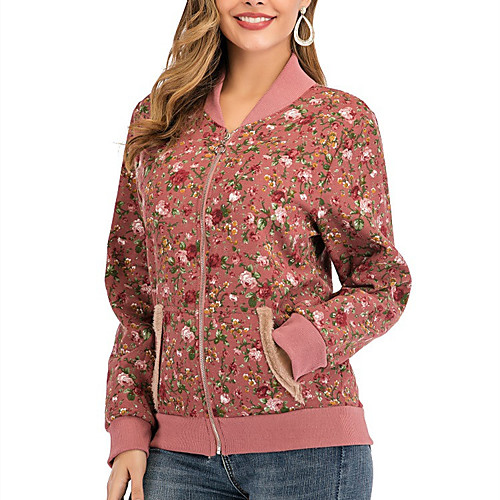 

Women's Coat Daily Wear Spring Summer Regular Coat Regular Fit Casual Jacket Floral Zipper Leopard Khaki Leopard black