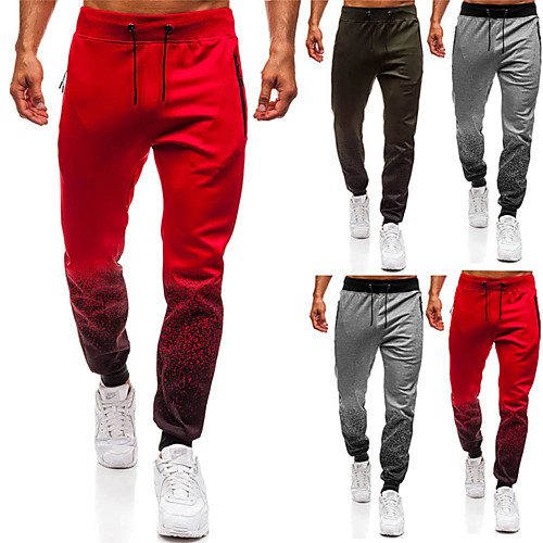 

Men's Sporty Casual / Sporty Breathable Soft Sports Weekend Pants Chinos Pants Gradient Full Length Drawstring Elastic Waist ArmyGreen Red Grey