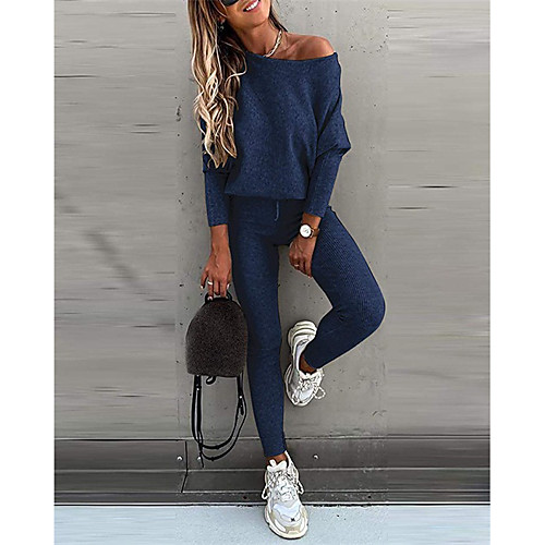 

Women's Loungewear Pajamas Sets Pure Color Pocket Cotton Blend Polyester Casual Hoodie Pant Street Daily Wear Long Sleeve / 2 Pieces
