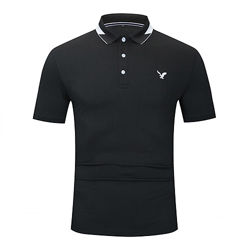 

Men's Shirt Solid Color Button-Down Short Sleeve Street Tops Cotton Business Casual Comfortable Black